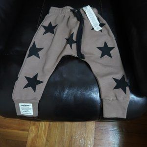 nununu size 12 -18 month sweatpants brown with black stars